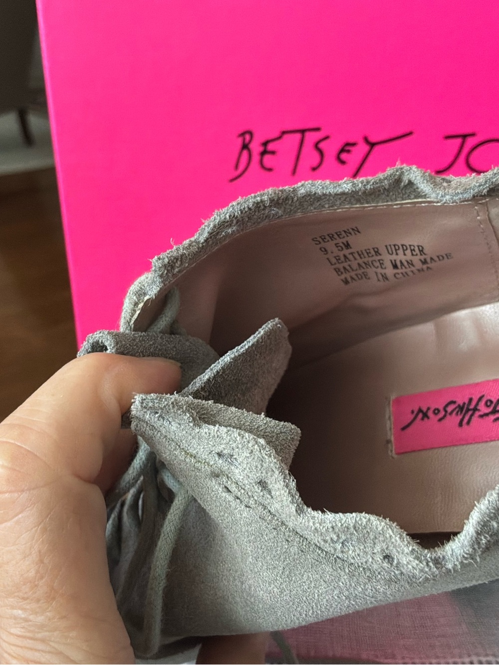 Betsey Johnson Gray Suede Ruffle platform heels